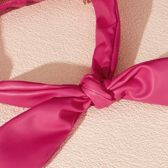 Ruched faux leather Bag Minimalist  Pink - Picture 6 of 9